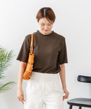 【C-FORTPOINT/フォートポイント】【ひんやり接触冷感 二の腕カバー】カット楊柳 ハイネック5分袖Tシャツ 体型カバー 着痩せ きれいめ カジュアル 涼しい