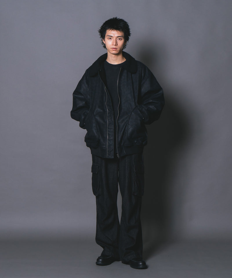 【UNIIT/ユニット】ヴィンテージライク オーバーサイズ PUボアフライトジャケット