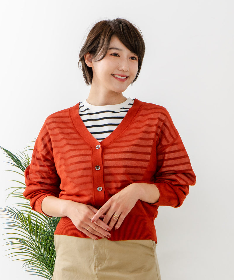 【C-FORTPOINT/フォートポイント】シャリシャリ Ｖネック シアーカーディガン