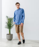 【Blue Standard:ブルースタンダード】フレンチリネンミックス 長袖 リラックスフィットシャツ