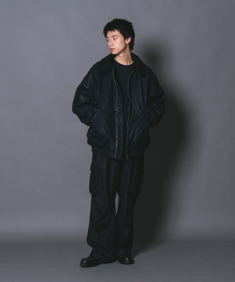 【UNIIT/ユニット】ヴィンテージライク オーバーサイズ PUボアフライトジャケット