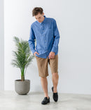 【Blue Standard:ブルースタンダード】フレンチリネンミックス 長袖 リラックスフィットシャツ