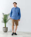 【Blue Standard:ブルースタンダード】フレンチリネンミックス 長袖 リラックスフィットシャツ