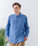 【Blue Standard:ブルースタンダード】フレンチリネンミックス 長袖 リラックスフィットシャツ