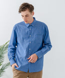 【Blue Standard:ブルースタンダード】フレンチリネンミックス 長袖 リラックスフィットシャツ