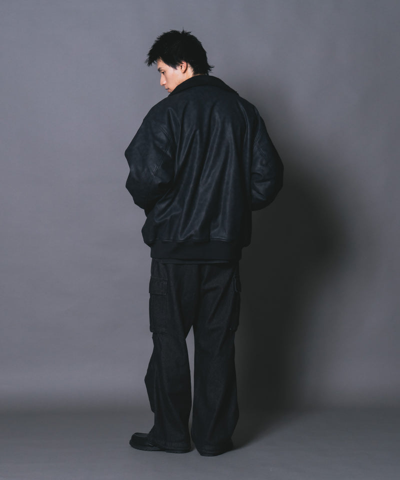 【UNIIT/ユニット】ヴィンテージライク オーバーサイズ PUボアフライトジャケット