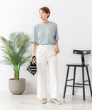 【C-FORTPOINT/フォートポイント】【ひんやり接触冷感 華奢見え】カット楊柳 ワイドシルエットTシャツ リラックス 抜け感 大人カジュアル 涼しい