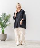 【BLUE STANDARD/ブルースタンダード】【上品な抜け感】ニットジャガード 透かし編みシャツ オープンカラー 波柄 涼しい 通気性 羽織り きれいめ 韓国ファッション