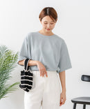 【C-FORTPOINT/フォートポイント】【ひんやり接触冷感 華奢見え】カット楊柳 ワイドシルエットTシャツ リラックス 抜け感 大人カジュアル 涼しい
