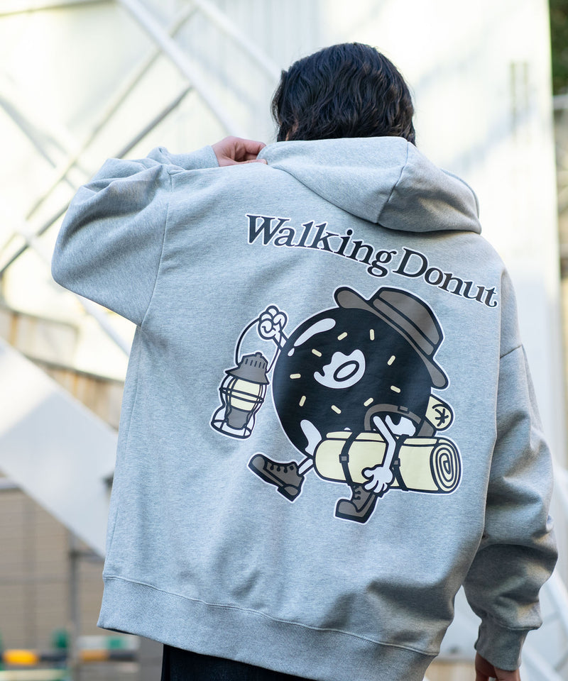 【OUTDOOR EXCHANGE/アウトドアエクスチェンジ】ビックシルエット バックプリント スウェットパーカー 裏毛 Walking donut/ウォーキングドーナツ