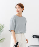 【C-FORTPOINT/フォートポイント】【ひんやり接触冷感 華奢見え】カット楊柳 ワイドシルエットTシャツ リラックス 抜け感 大人カジュアル 涼しい
