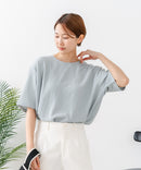【C-FORTPOINT/フォートポイント】【ひんやり接触冷感 華奢見え】カット楊柳 ワイドシルエットTシャツ リラックス 抜け感 大人カジュアル 涼しい