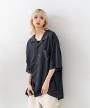 【BLUE STANDARD/ブルースタンダード】【上品な抜け感】ニットジャガード 透かし編みシャツ オープンカラー 波柄 涼しい 通気性 羽織り きれいめ 韓国ファッション