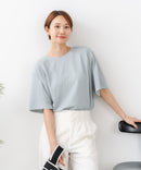 【C-FORTPOINT/フォートポイント】【ひんやり接触冷感 華奢見え】カット楊柳 ワイドシルエットTシャツ リラックス 抜け感 大人カジュアル 涼しい