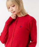【U.S. POLO ASSN./ユーエスポロアッスン】【程よくゆとりを持たせたリラックスシルエット】ケーブルニットカーディガン クラシカル 羽織り プルオーバー風 きれいめ カジュアル 着回し ❘ジーンズメイト公式オンラインショップ