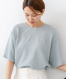 【C-FORTPOINT/フォートポイント】【ひんやり接触冷感 華奢見え】カット楊柳 ワイドシルエットTシャツ リラックス 抜け感 大人カジュアル 涼しい