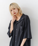 【BLUE STANDARD/ブルースタンダード】【上品な抜け感】ニットジャガード 透かし編みシャツ オープンカラー 波柄 涼しい 通気性 羽織り きれいめ 韓国ファッション