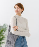 【C-FORTPOINT/フォートポイント】【今季大注目のラメを繊細に織り込んだトレンド感たっぷりのロンT】ラメ混リブハイネックロンT カットソー 華やか きれいめ フェミニン メロウ始末 すっきり見え