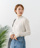 【C-FORTPOINT/フォートポイント】【今季大注目のラメを繊細に織り込んだトレンド感たっぷりのロンT】ラメ混リブハイネックロンT カットソー 華やか きれいめ フェミニン メロウ始末 すっきり見え