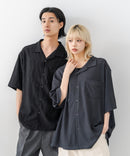 【BLUE STANDARD/ブルースタンダード】【上品な抜け感】ニットジャガード 透かし編みシャツ オープンカラー 波柄 涼しい 通気性 羽織り きれいめ 韓国ファッション