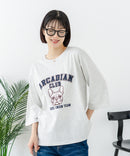 【C-FORT POINT/フォートポイント】【綿100%のやわらかな着心地】ワイドシルエット7分袖Tシャツ フレブル プリント カレッジ風ロゴ ワイドシルエット 体形カバー