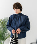 【C-FORTPOINT/フォートポイント】デニム シャーリング ブラウス