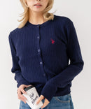 【U.S. POLO ASSN./ユーエスポロアッスン】【程よくゆとりを持たせたリラックスシルエット】ケーブルニットカーディガン クラシカル 羽織り プルオーバー風 きれいめ カジュアル 着回し ネイビー ❘ジーンズメイト公式オンラインショップ