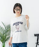 【C-FORT POINT/フォートポイント】【綿100%のやわらかな着心地】ワイドシルエット7分袖Tシャツ フレブル プリント カレッジ風ロゴ ワイドシルエット 体形カバー