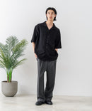 【BLUE STANDARD/ブルースタンダード】【上品な抜け感】ニットジャガード 透かし編みシャツ オープンカラー 波柄 涼しい 通気性 羽織り きれいめ 韓国ファッション