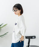 【C-FORT POINT/フォートポイント】【綿100%のやわらかな着心地】ワイドシルエット7分袖Tシャツ フレブル プリント カレッジ風ロゴ ワイドシルエット 体形カバー