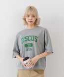 【DISCUS/ディスカス】カレッジロゴプリント ヘビーウェイトTシャツ ルーズシルエット
