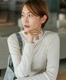【C-FORTPOINT/フォートポイント】【今季大注目のラメを繊細に織り込んだトレンド感たっぷりのロンT】ラメ混リブハイネックロンT カットソー 華やか きれいめ フェミニン メロウ始末 すっきり見え