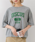 【DISCUS/ディスカス】カレッジロゴプリント ヘビーウェイトTシャツ ルーズシルエット