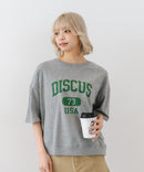 【DISCUS/ディスカス】カレッジロゴプリント ヘビーウェイトTシャツ ルーズシルエット