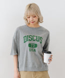 【DISCUS/ディスカス】カレッジロゴプリント ヘビーウェイトTシャツ ルーズシルエット