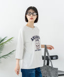 【C-FORT POINT/フォートポイント】【綿100%のやわらかな着心地】ワイドシルエット7分袖Tシャツ フレブル プリント カレッジ風ロゴ ワイドシルエット 体形カバー
