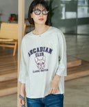 【C-FORT POINT/フォートポイント】【綿100%のやわらかな着心地】ワイドシルエット7分袖Tシャツ フレブル プリント カレッジ風ロゴ ワイドシルエット 体形カバー