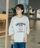 【C-FORT POINT/フォートポイント】【綿100%のやわらかな着心地】ワイドシルエット7分袖Tシャツ フレブル プリント カレッジ風ロゴ ワイドシルエット 体形カバー