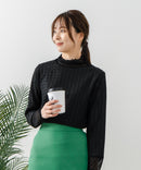 【FORT POINT/フォートポイント】ジャガード シアー 切り替えプルオーバートップス