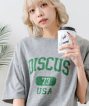 【DISCUS/ディスカス】カレッジロゴプリント ヘビーウェイトTシャツ ルーズシルエット