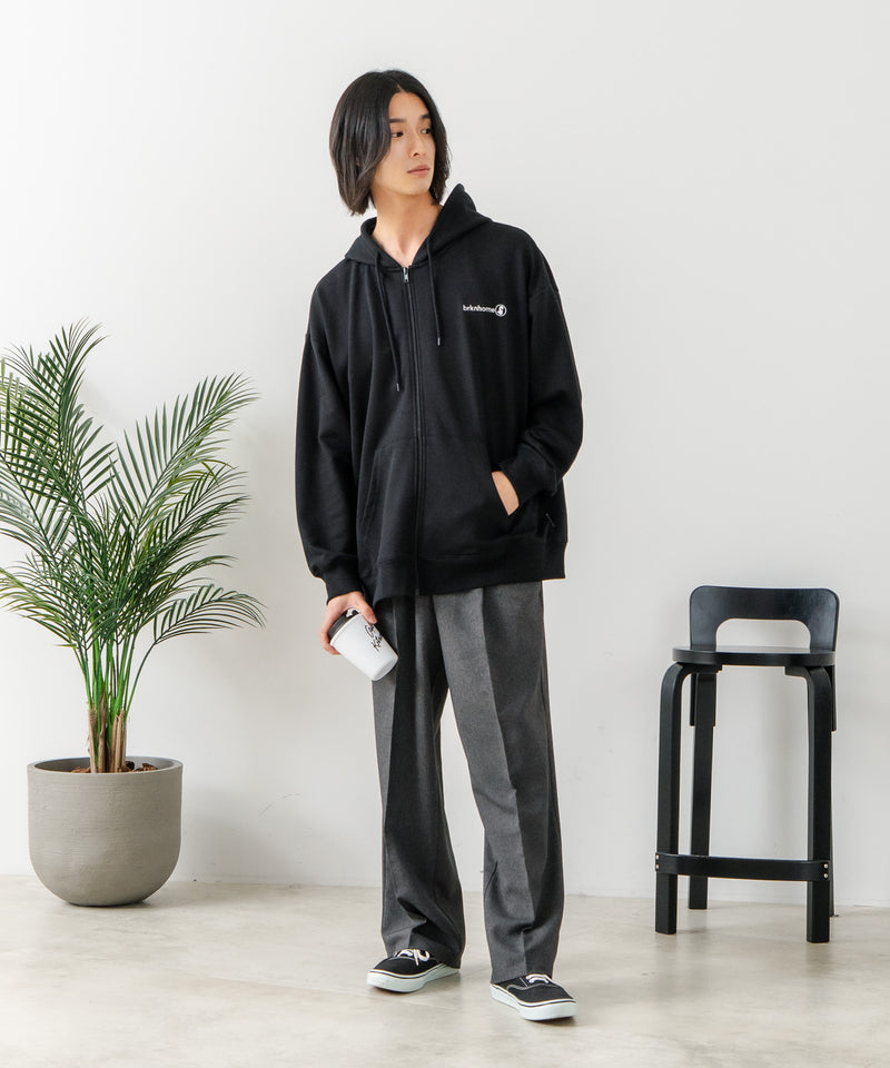 【BRKNHOME/ブロークンホーム】バックプリント フルジップ スウェットパーカー