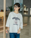 【C-FORT POINT/フォートポイント】【綿100%のやわらかな着心地】ワイドシルエット7分袖Tシャツ フレブル プリント カレッジ風ロゴ ワイドシルエット 体形カバー