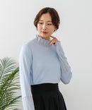 【C-FORT POINT/フォートポイント】シアー 切り替え ハイネック プルオーバー