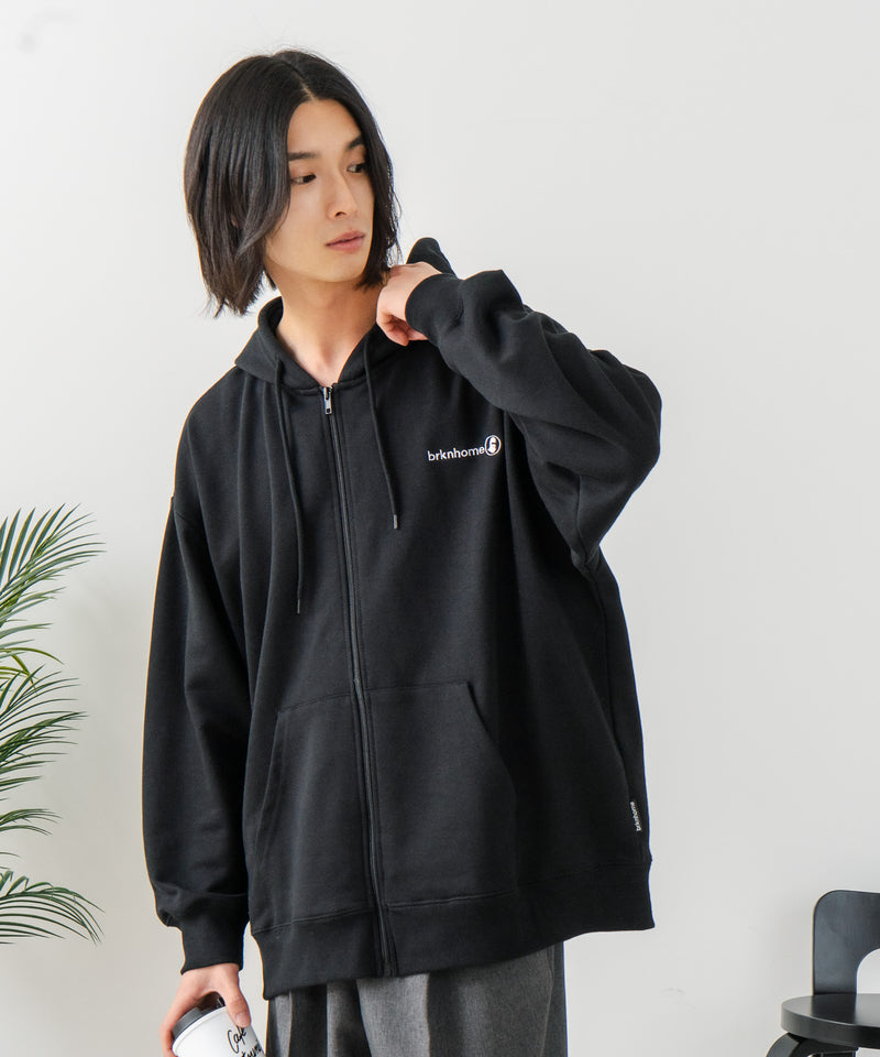 【BRKNHOME/ブロークンホーム】バックプリント フルジップ スウェットパーカー