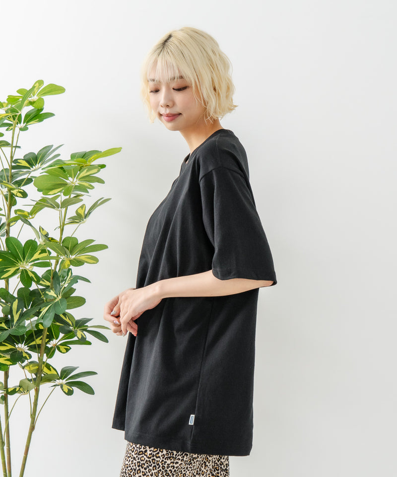 USAコットン ワッペンロゴ刺繍 無地 クルーネック半袖Tシャツ レディース メンズ【DISCUS/ディスカス】