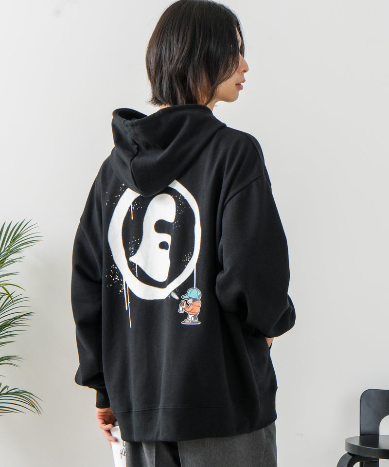 【BRKNHOME/ブロークンホーム】バックプリント フルジップ スウェットパーカー