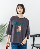 【C-FORT POINT/フォートポイント】【綿100%のやわらかな着心地】ワイドシルエット7分袖Tシャツ フレブル プリント ワイドシルエット 体形カバー