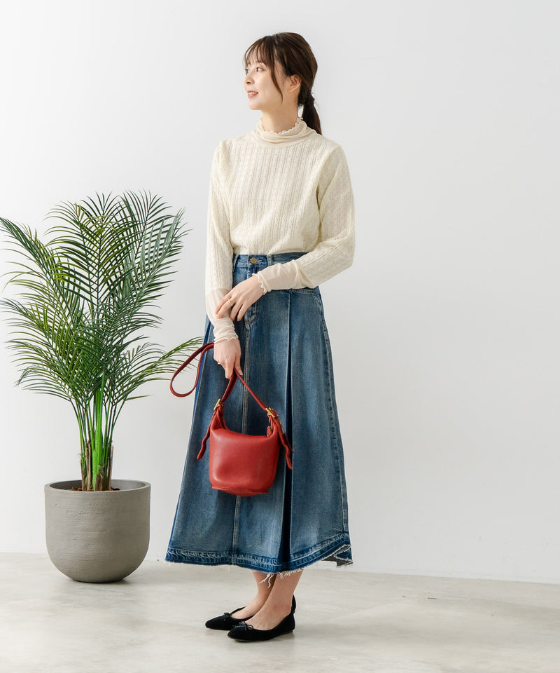 【FORT POINT/フォートポイント】ジャガード シアー 切り替えプルオーバートップス