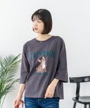 【C-FORT POINT/フォートポイント】【綿100%のやわらかな着心地】ワイドシルエット7分袖Tシャツ フレブル プリント ワイドシルエット 体形カバー