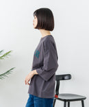 【C-FORT POINT/フォートポイント】【綿100%のやわらかな着心地】ワイドシルエット7分袖Tシャツ フレブル プリント ワイドシルエット 体形カバー